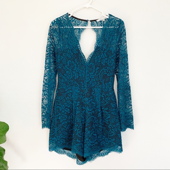 Lovers + Friends Eve Romper in Teal - Picture 4 of 8